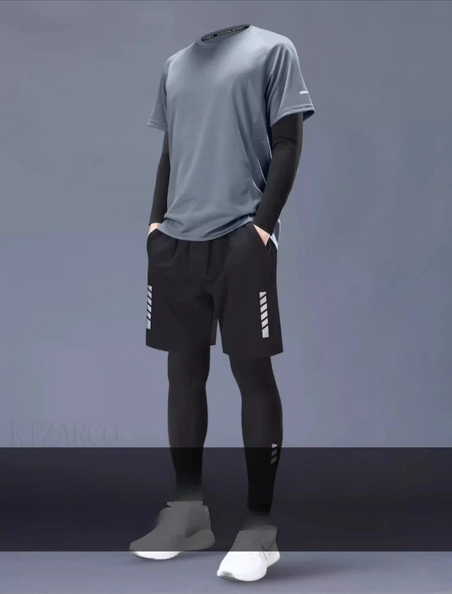 Ensemble de sport pour hommes – T-shirt et short en soie glacée respirante