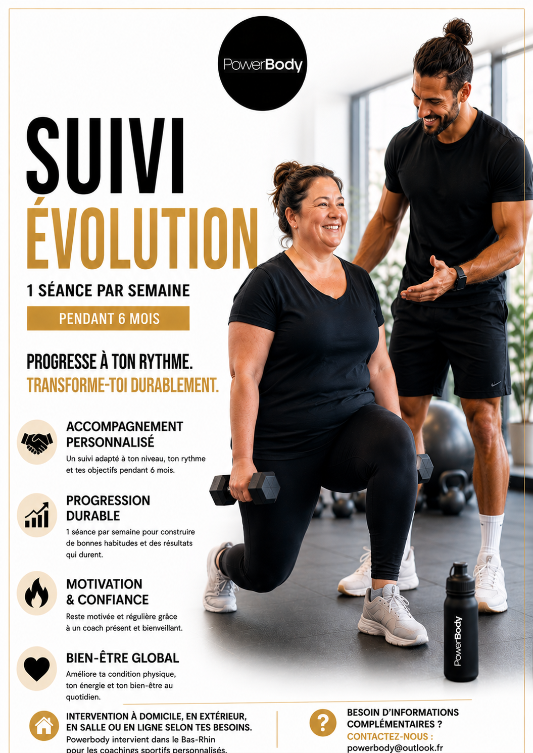 Suivi ÉVOLUTION : Coaching sportif personnalisé / 1 séance par semaine pendant 6 mois