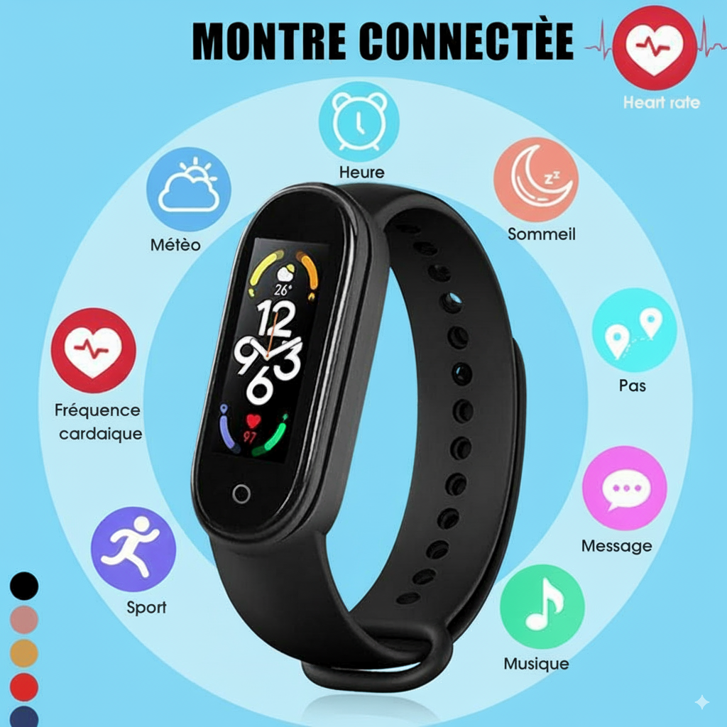 Montre connectée compacte – Santé & sport au poignet