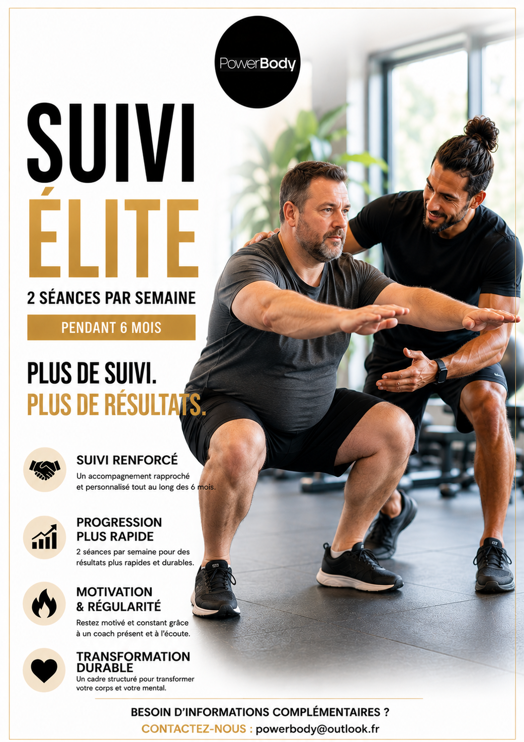 Suivi ÉLITE : Coaching sportif personnalisé / 2 séances par semaine pendant 6 mois